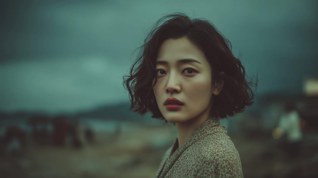 Photorealistic cinematic portrait of a young East Asian woman...