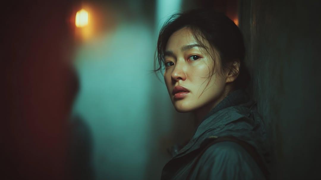 Photorealistic cinematic portrait of a young East Asian woman...