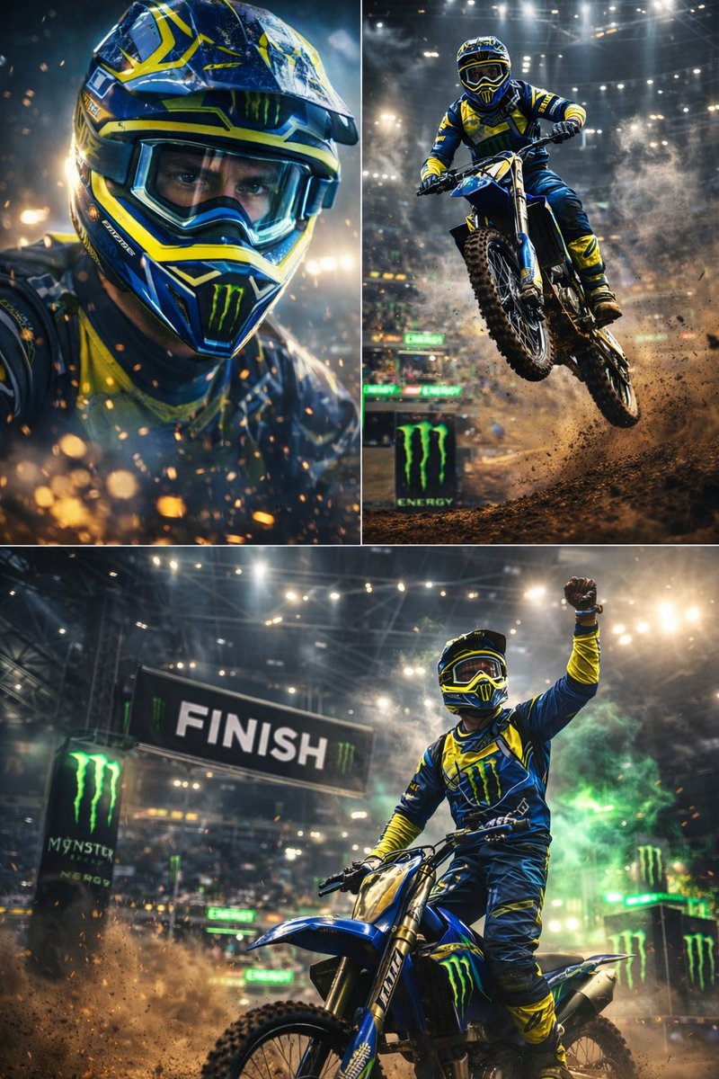 Ultra dynamic motocross racing scene featuring a professional...