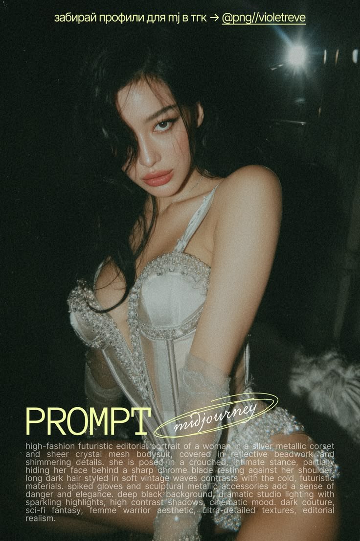 high fashion futuristic editorial portrait of a woman in a si...