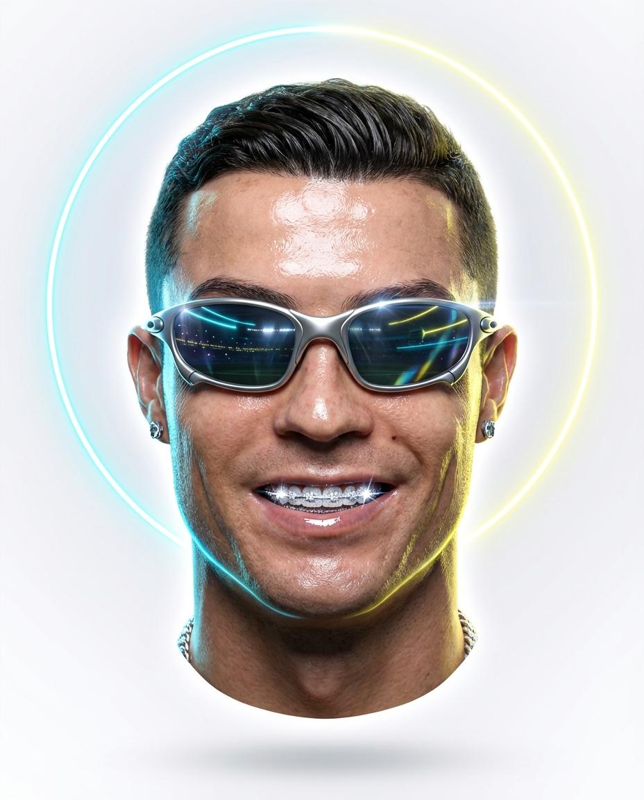 Hyper stylized dynamic 3D floating head portrait of the attac...