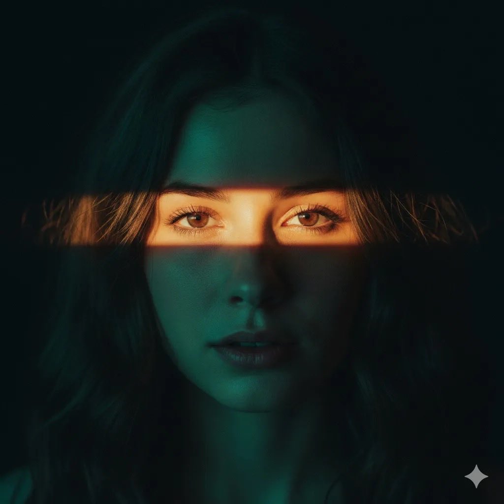 Ultra realistic cinematic portrait of a young woman with soft...