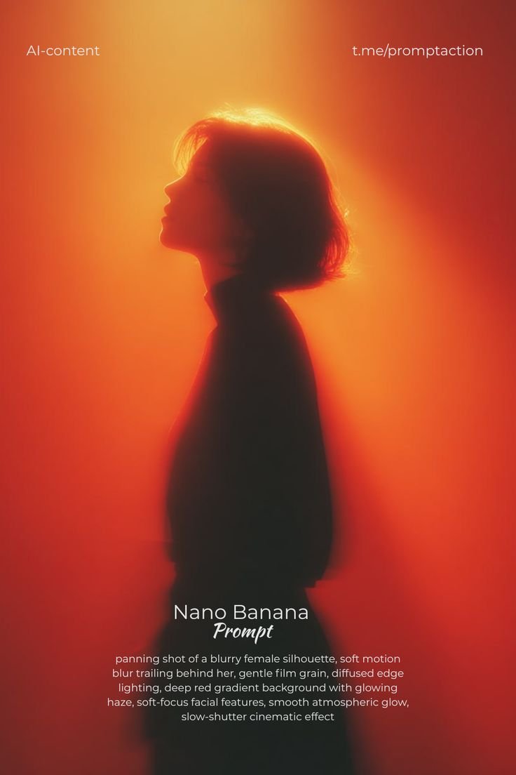 panning shot of a blurry female silhouette, soft motion blur...