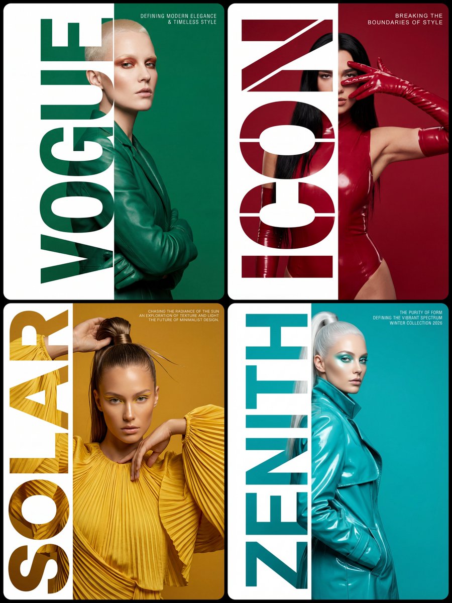 Style & Composition: High fashion editorial typography poster...