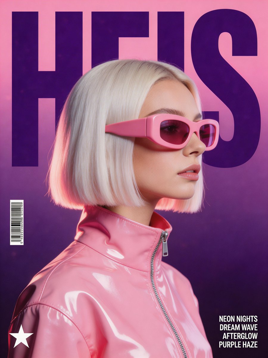 A stylized, retro futuristic music poster in a synthwave aest...