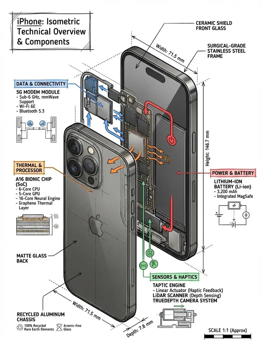 Create a technical infographic of [OBJECT] with a 45 degree i...