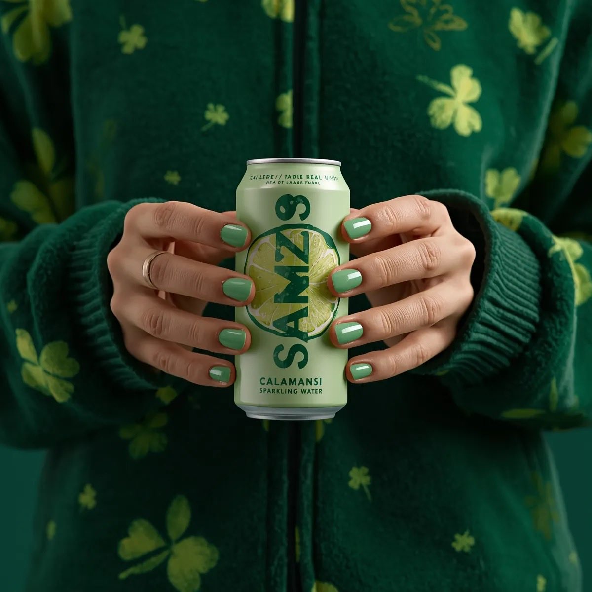 A photorealistic product shot of a person holding a slim, lig...