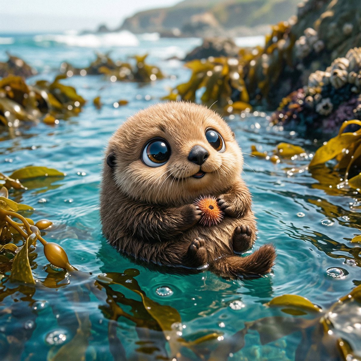 Make a photo of a cute ball shaped version of a [animal], wit...