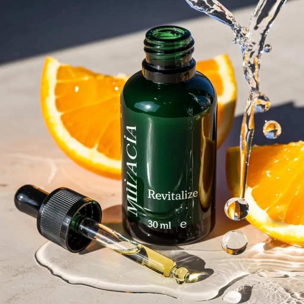 Ultra realistic premium skincare serum bottle (dark green gla...