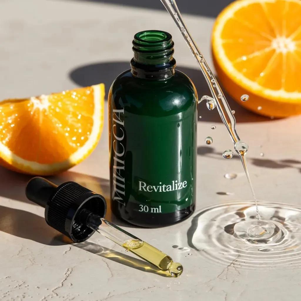 Ultra realistic premium skincare serum bottle (dark green gla...