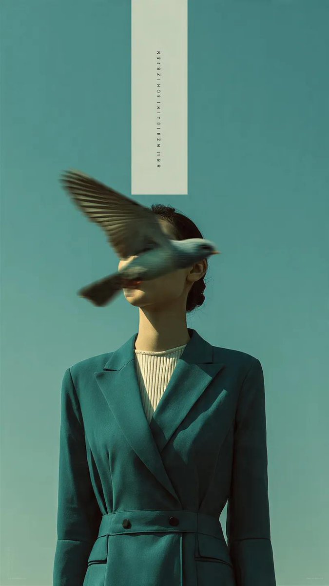 Editorial photography, a woman wearing a structured deep teal...