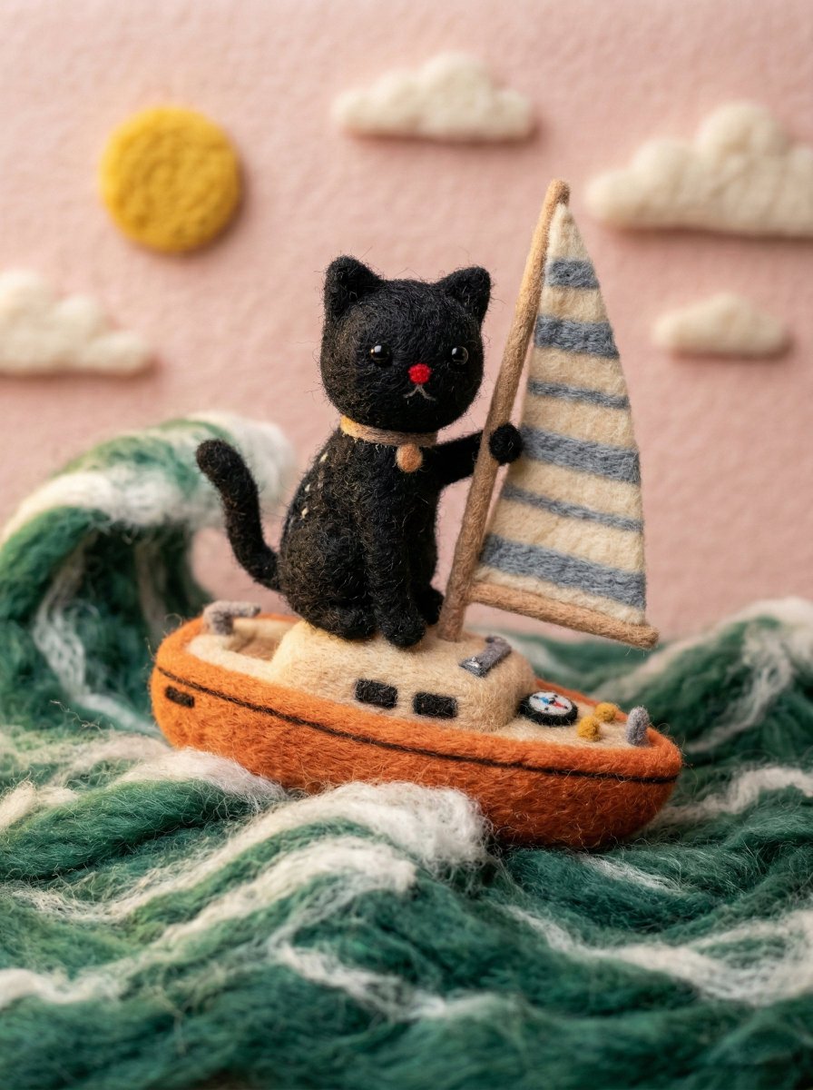 "target style": "Handcrafted needle felted wool miniature",