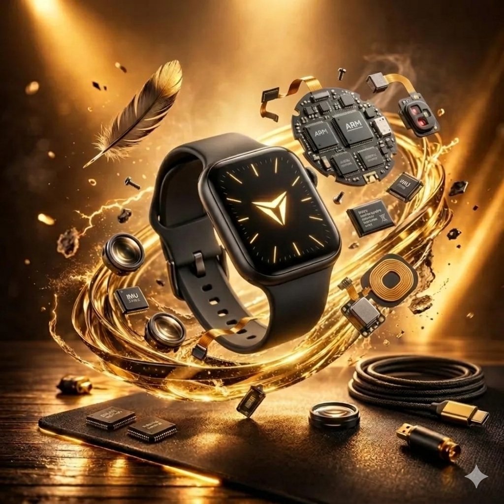 Ultra realistic gaming mouse floating above a desk, surrounde...