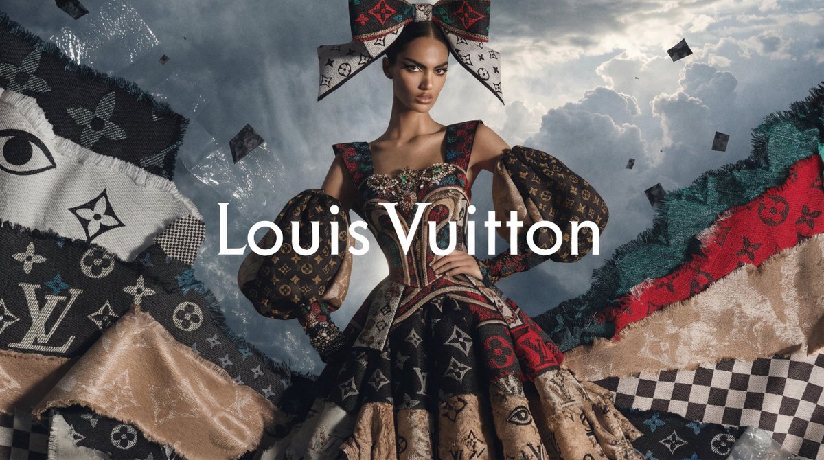 [BRAND]. A high fashion campaign poster. A model with a stron...