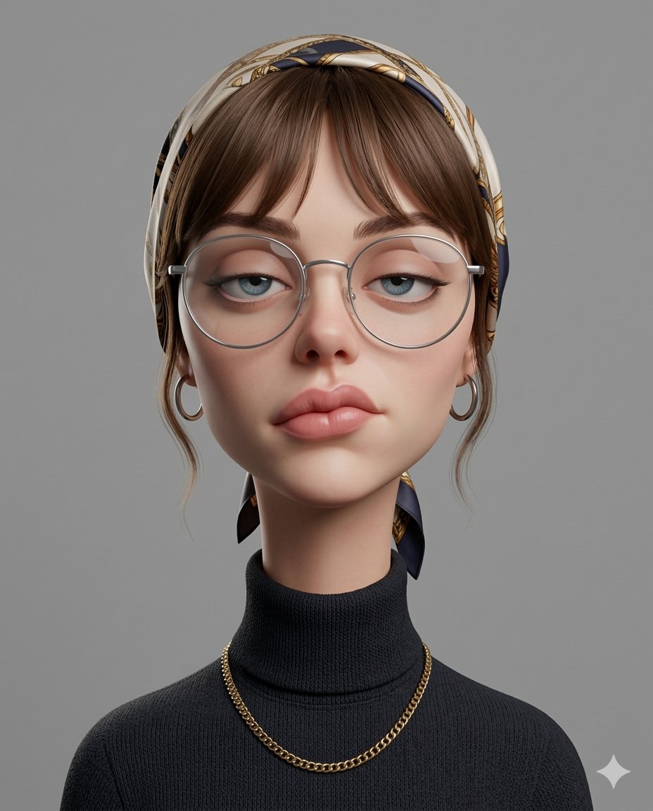 Create an exaggerated stylized 3D caricature character portra...