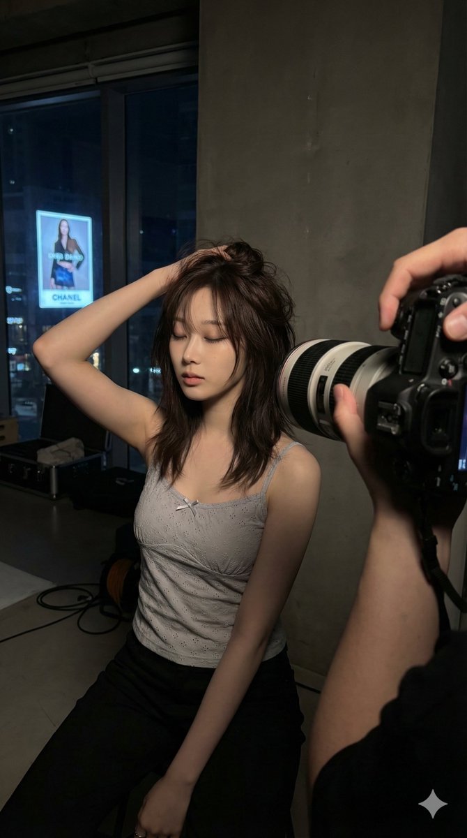 Behind the scenes indoor photography at night, high contrast....