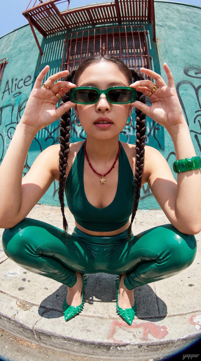 Generate a highly detailed, photorealistic 8K streetwear fash...