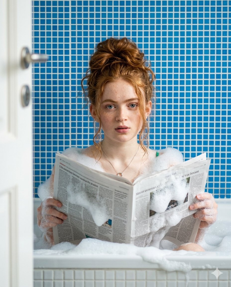 A young blonde Hollywood actress, similar to Sydney Sweeney,...