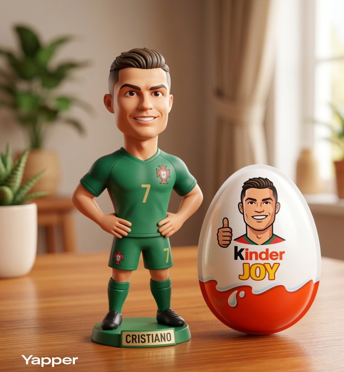 A cute stylized 3D collectible figurine inspired by Cristiano...