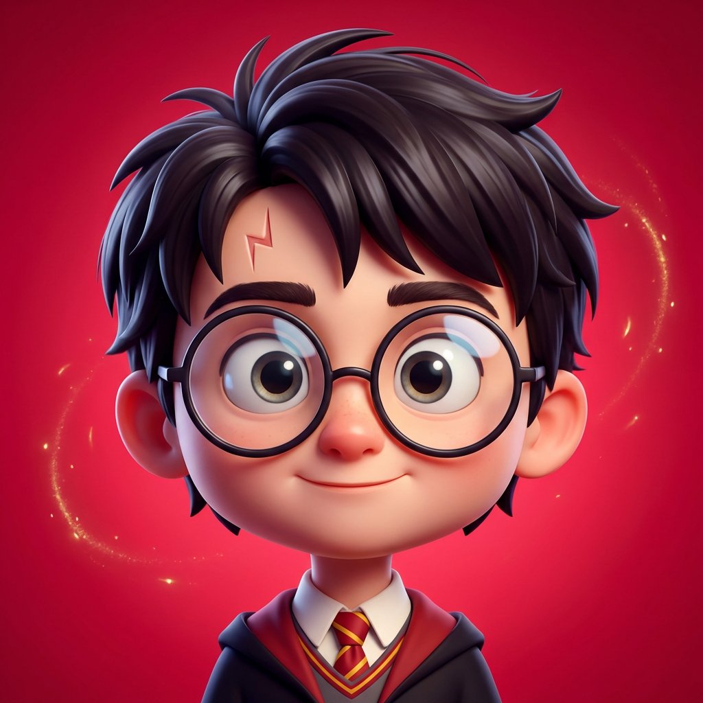 High quality stylized 3D CGI big head cartoon render of Harry...