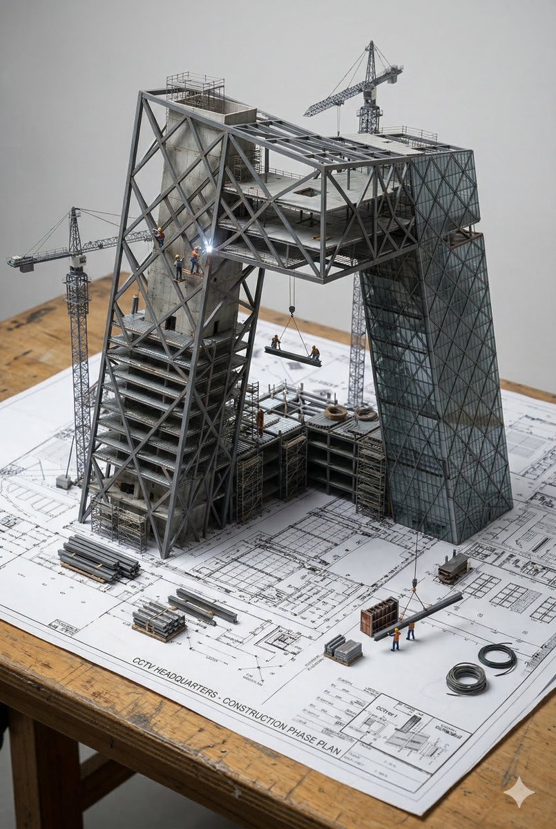 An architectural blueprint of {BUILDING NAME} placed on a {SU...