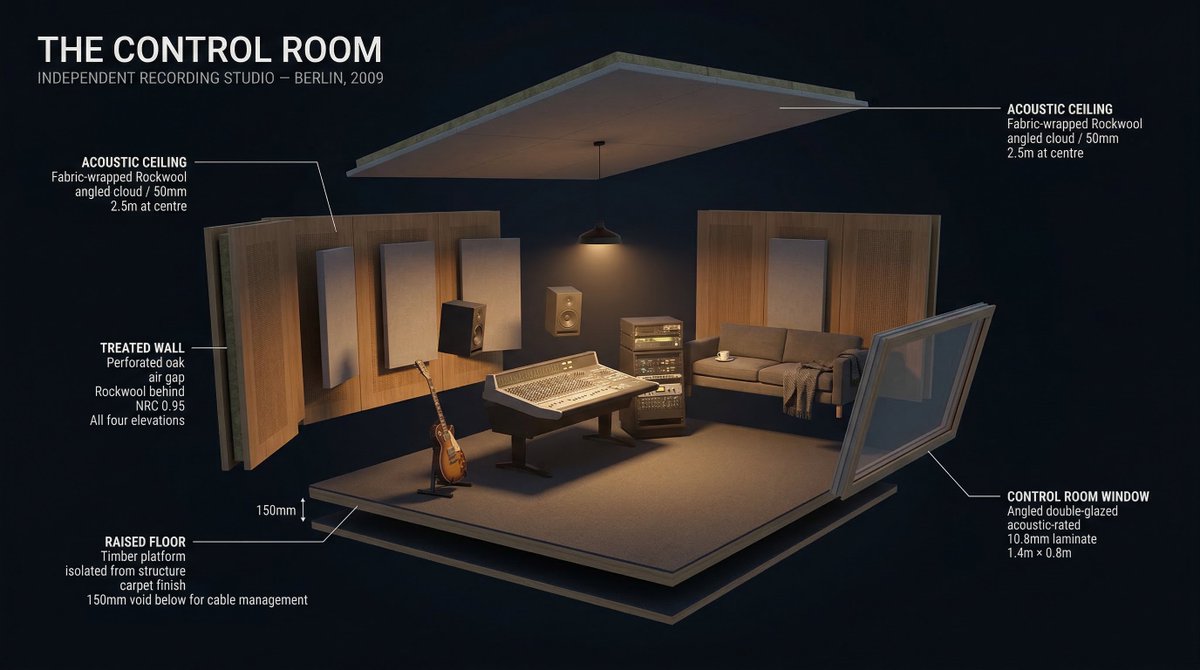 [ROOM TYPE] pulled apart in 3D, every surface and object floa...