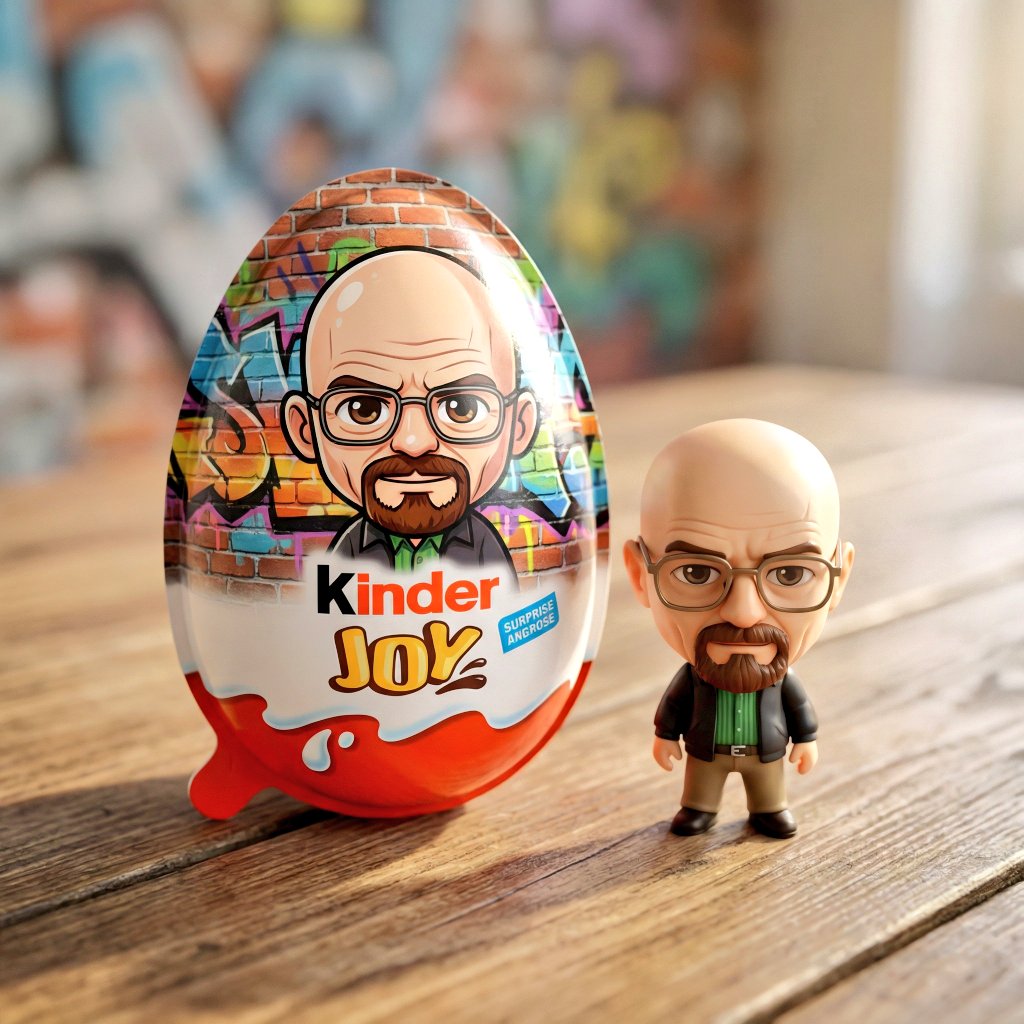 A hyper realistic product photo of a Kinder Joy surprise egg...