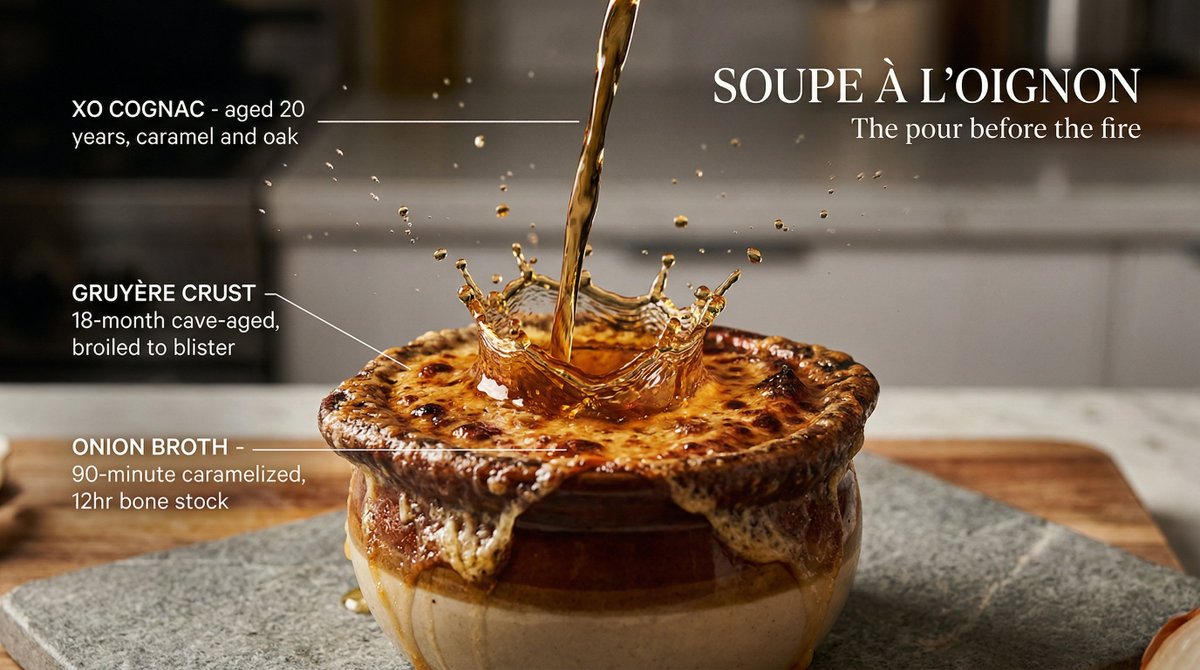 [DISH] at the precise moment of a dramatic [LIQUID] pour in u...