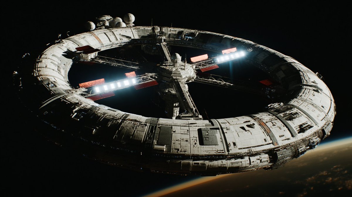 Orbital colony's concept with midjourney V8 Alpha https://t.c...