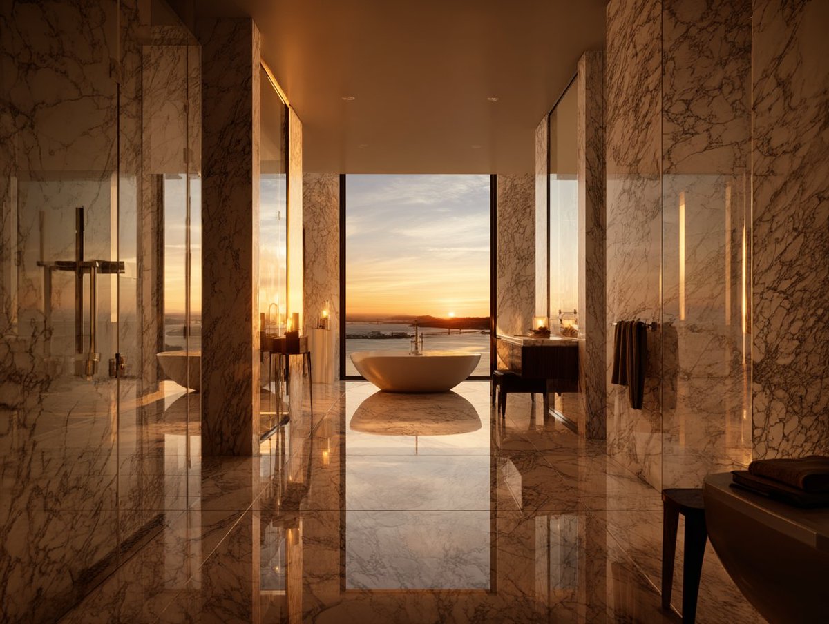 Ultra realistic interior of [luxury space], warm [light sourc...