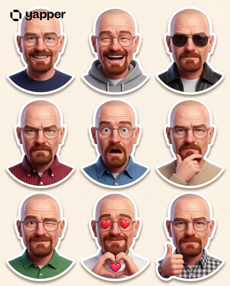 Create a premium Pixar style 3D character sticker set that is...