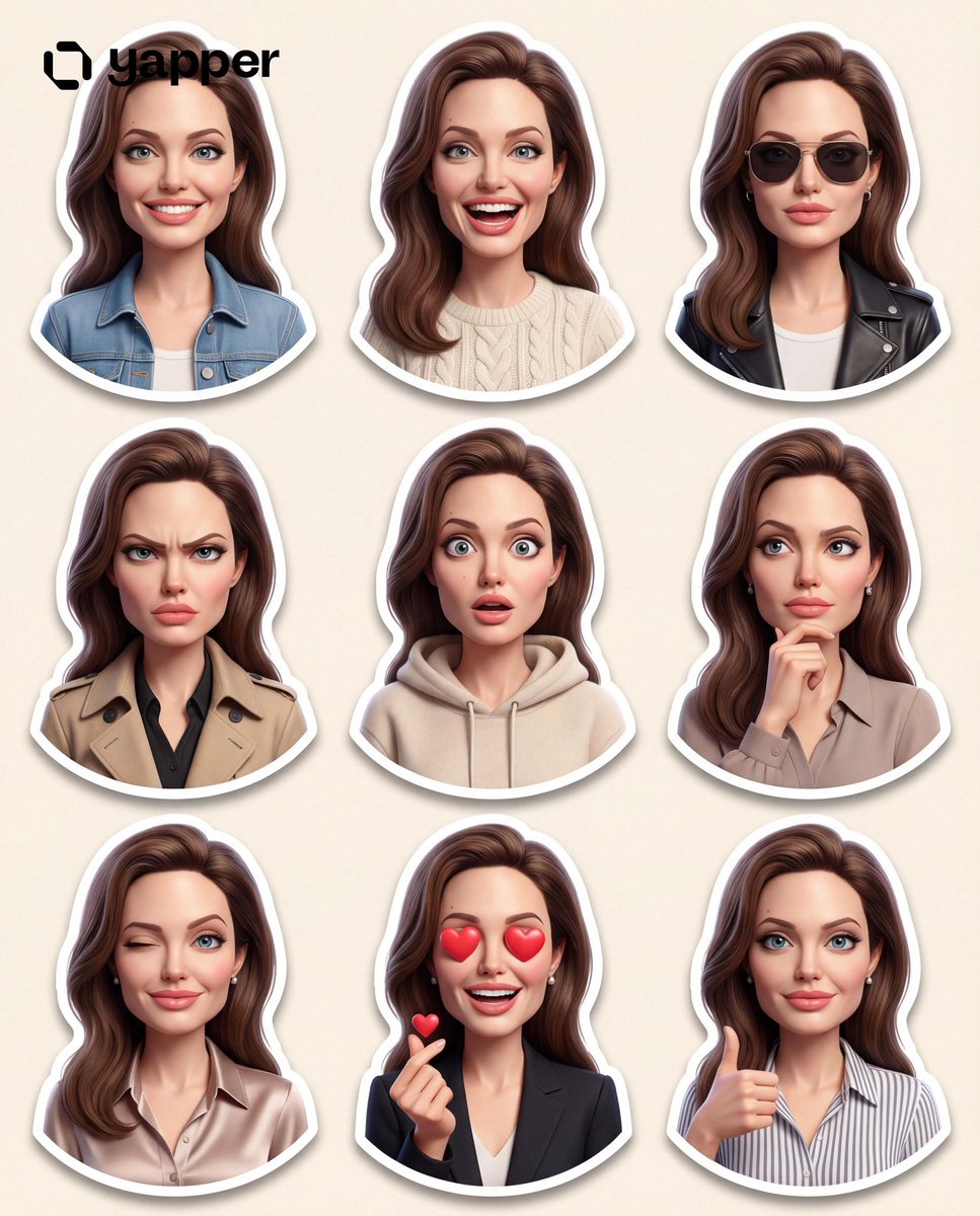 Create a premium Pixar style 3D character sticker set that is...