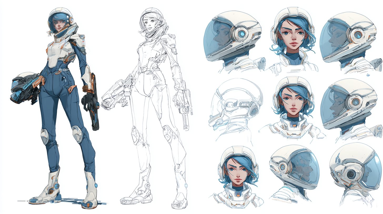 角色设计表模板:全身多姿势高细节渲染指南