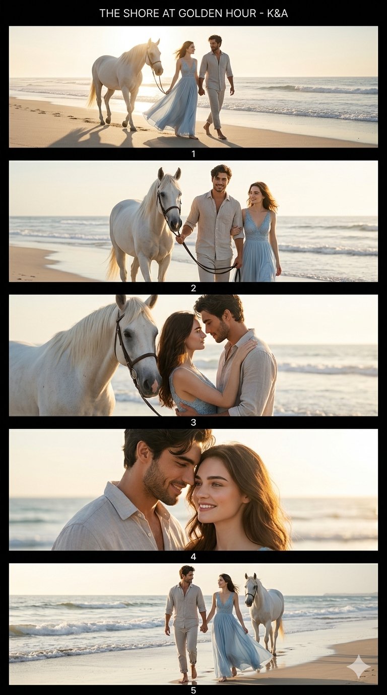 黄金时段情侣海滩分镜提示