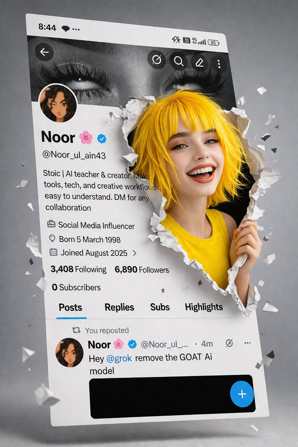 超写实3D：X个人主页破纸特效