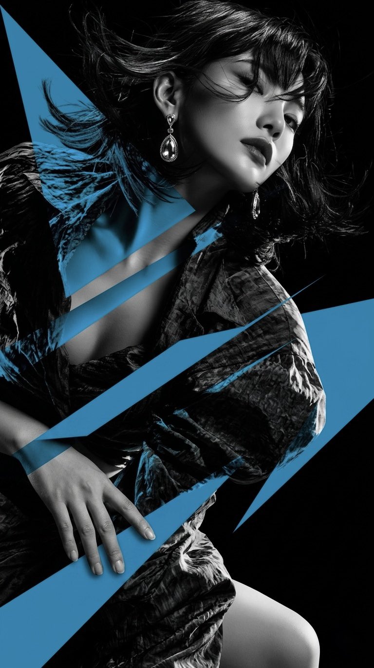 黑白结构礼服几何硬光效果