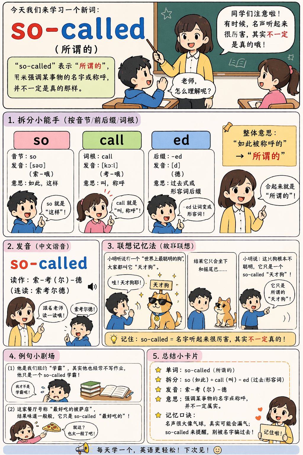 卡通拆解“所谓”发音记忆法