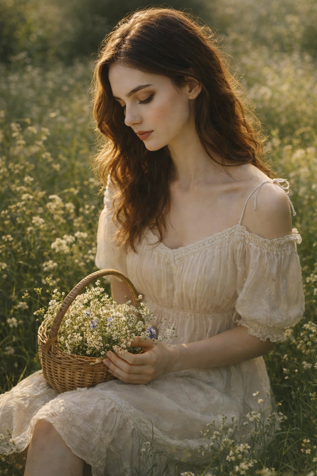 复古乡村女孩写实竖图提示词