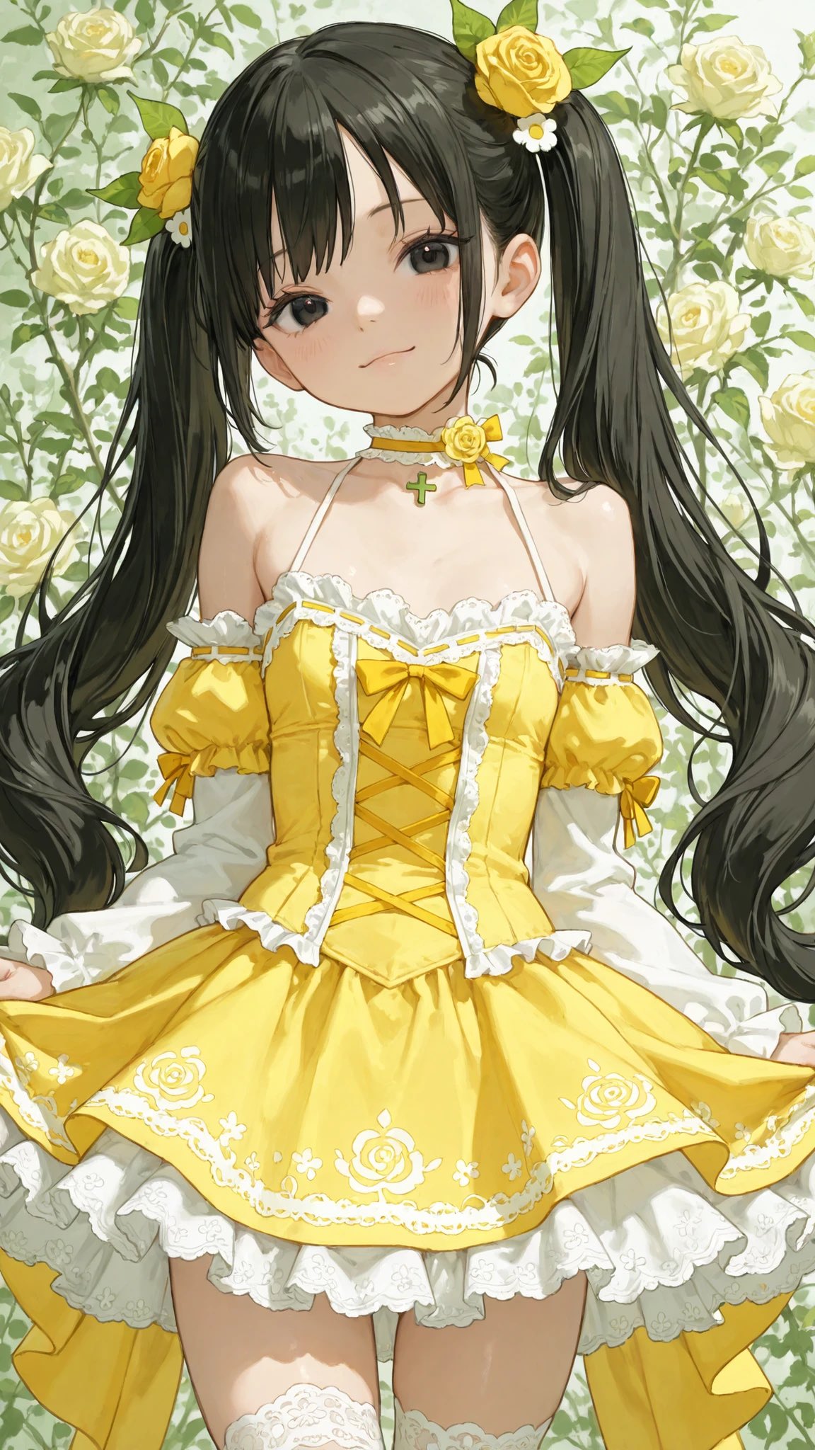 明亮浓黄色一体式公主裙设计