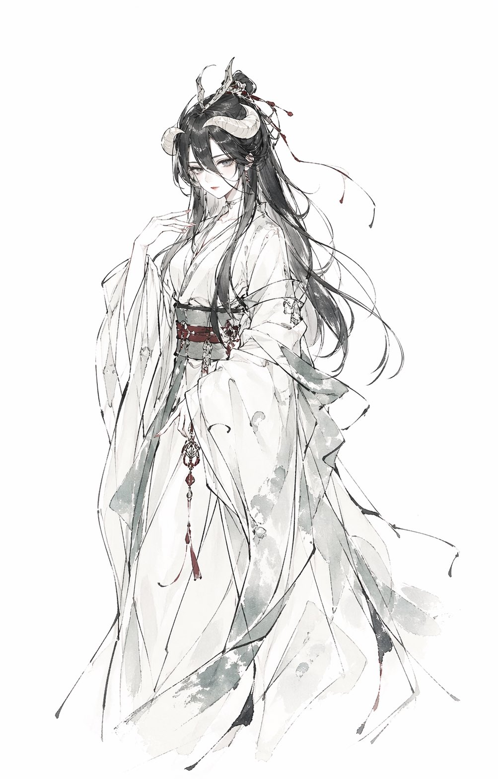 用书写感笔触生成东方线稿插画