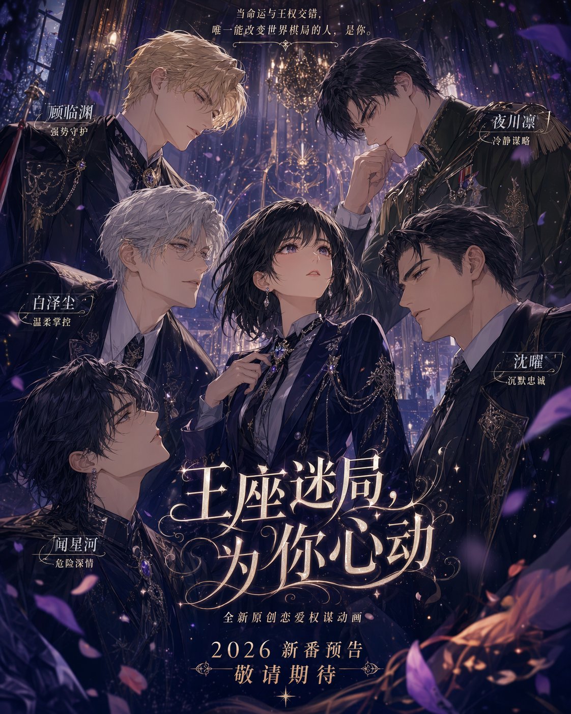 乙女恋爱KV海报：多男环绕女主