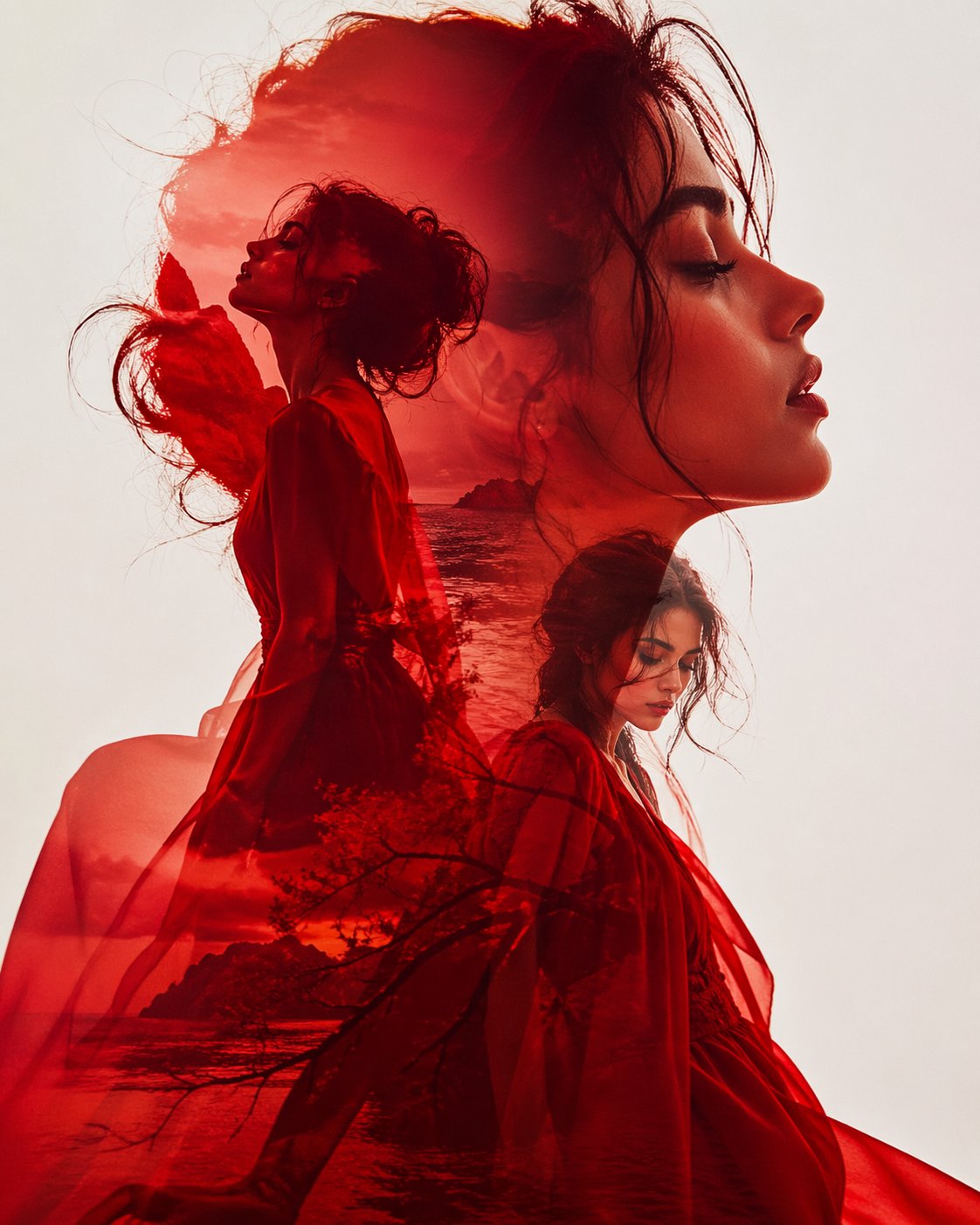 ChatGPT生成红调多重曝光人像