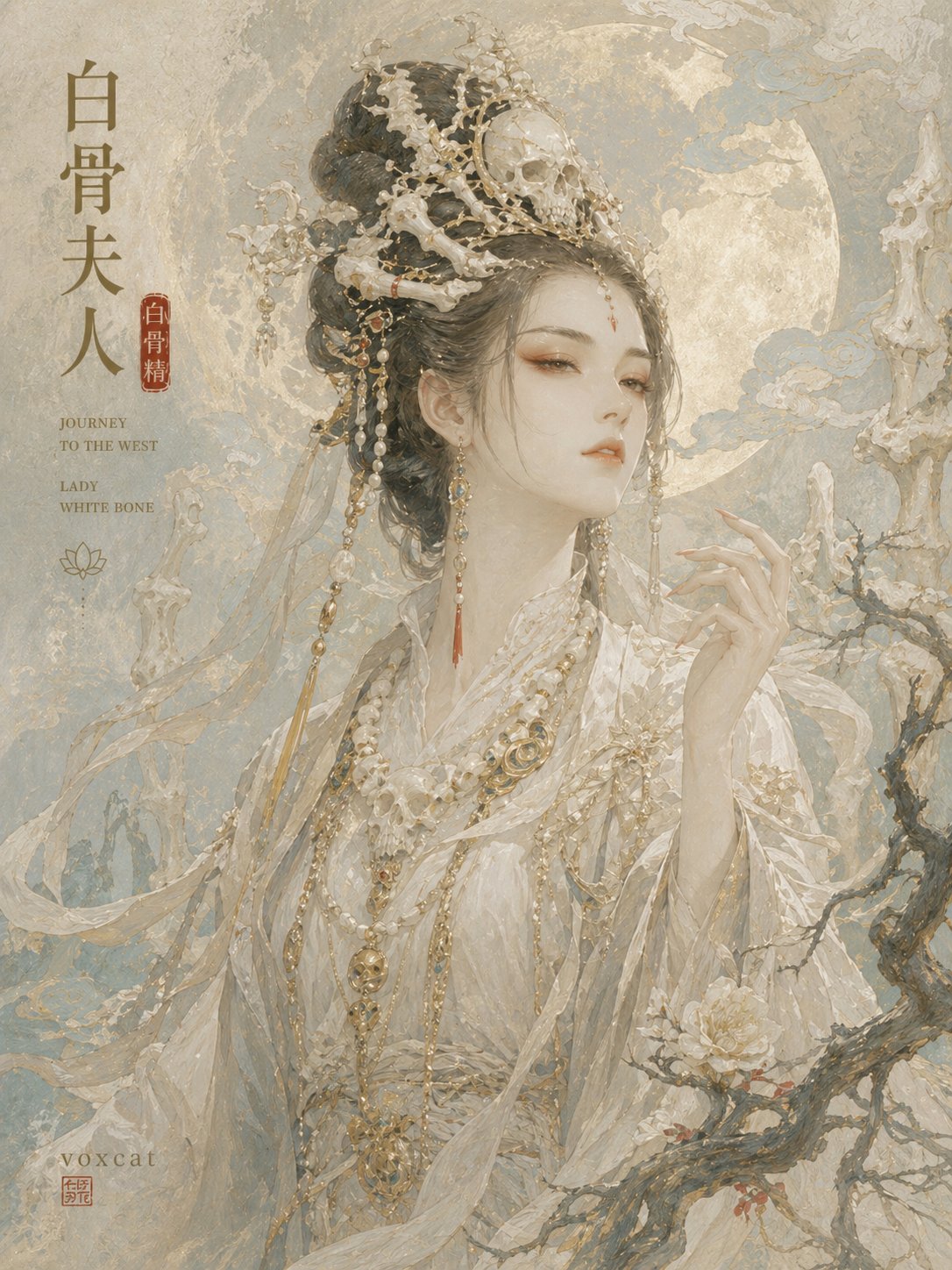 现代东方厚涂神话肖像海报