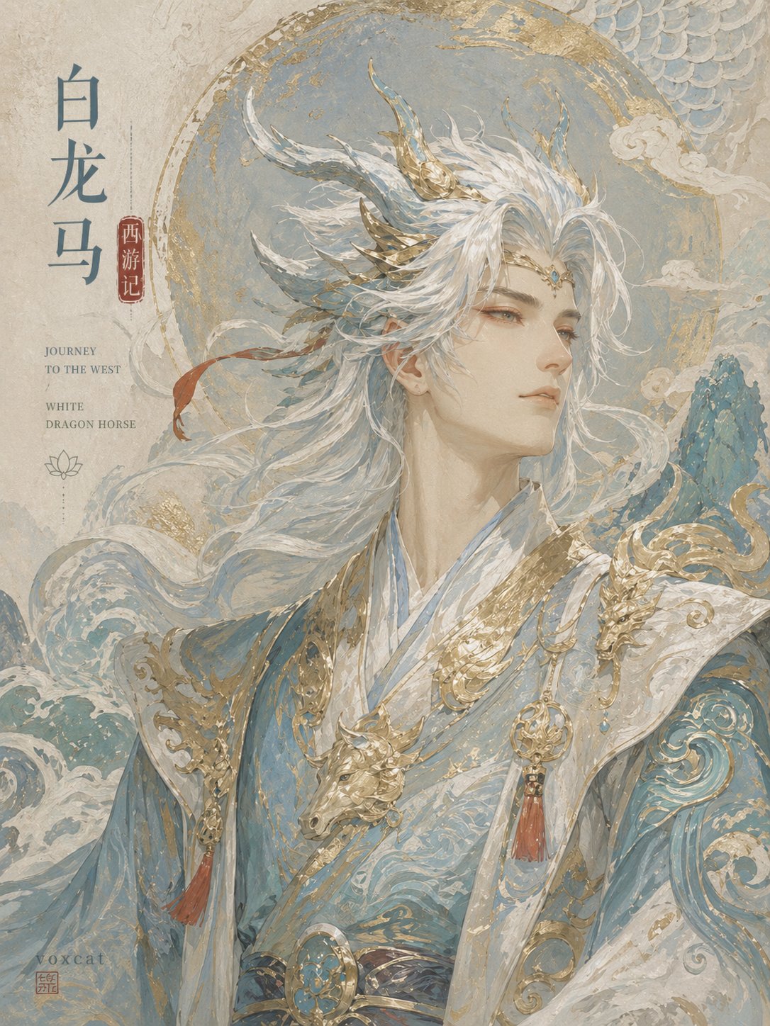 现代东方厚涂神话肖像海报