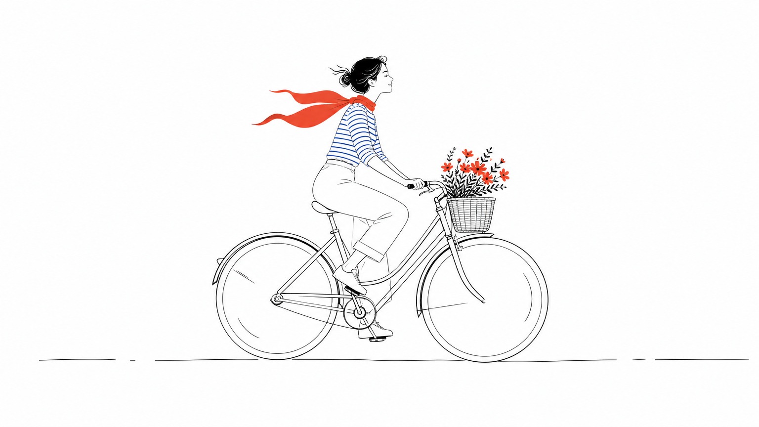 极简线条+点睛配色插画提示