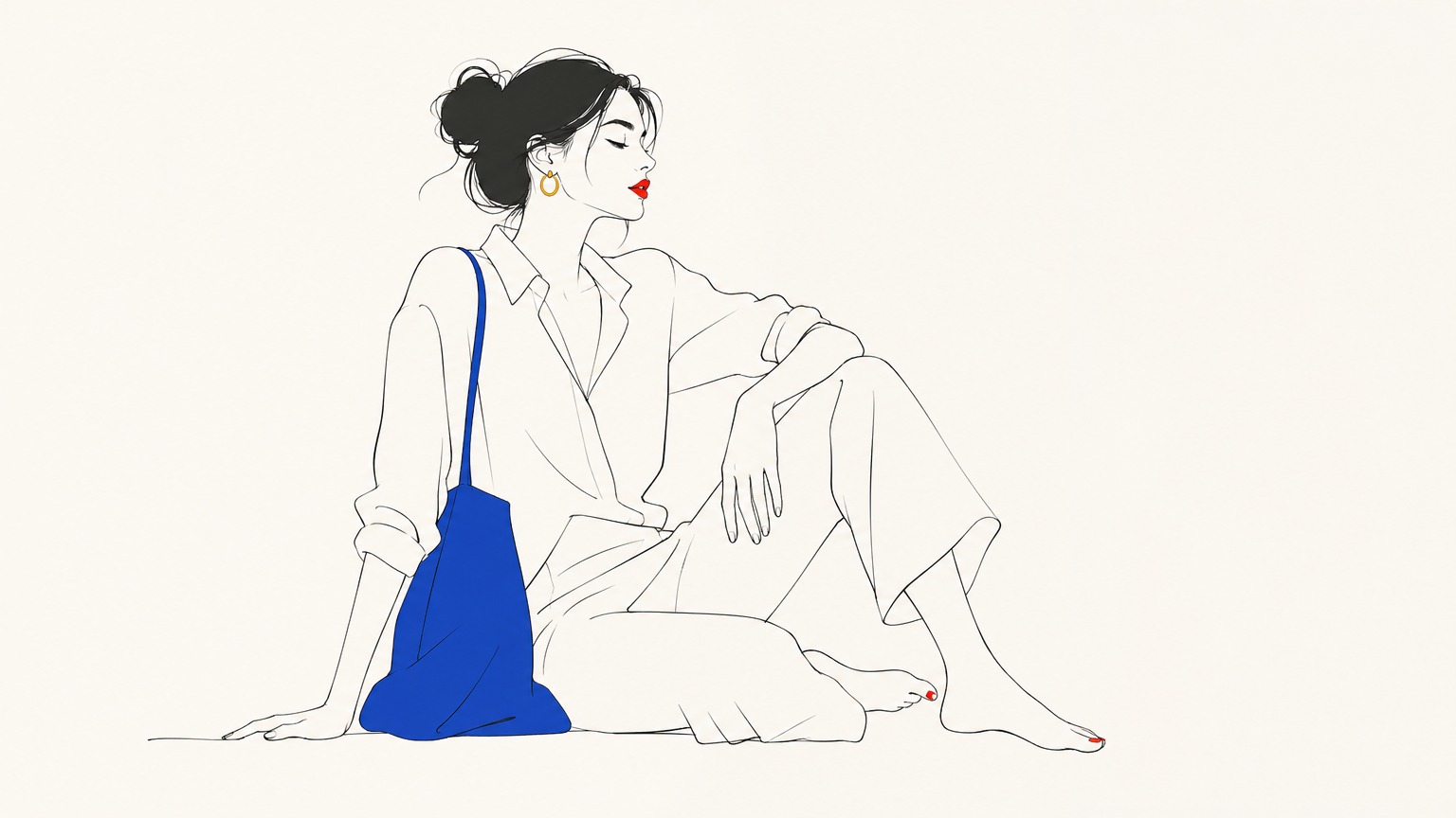 极简线条+点睛配色插画提示