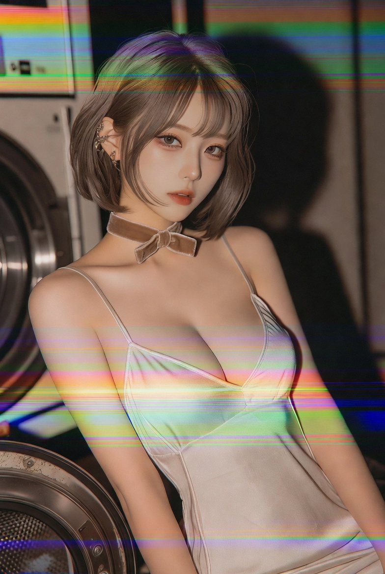 GrokImagine：VHS故障人像提示词